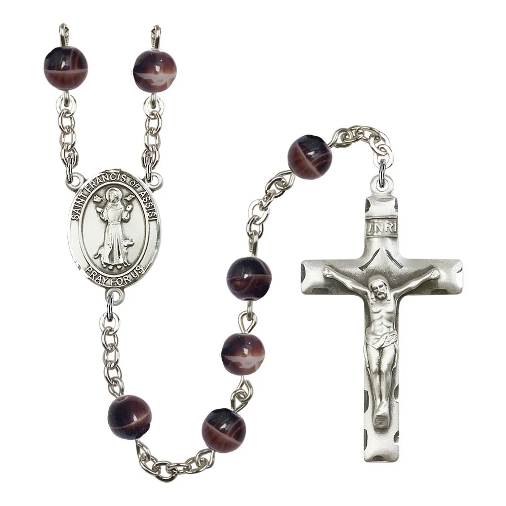 St. Francis Of Assisi 7mm Brown Rosary