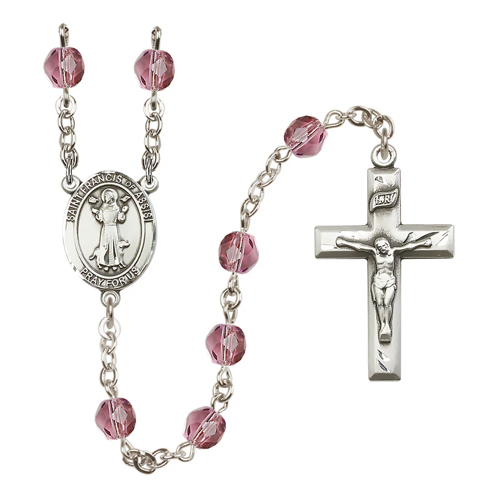 St. Francis of Assisi Crystal Birthstone Rosary - Multiple Birthstones