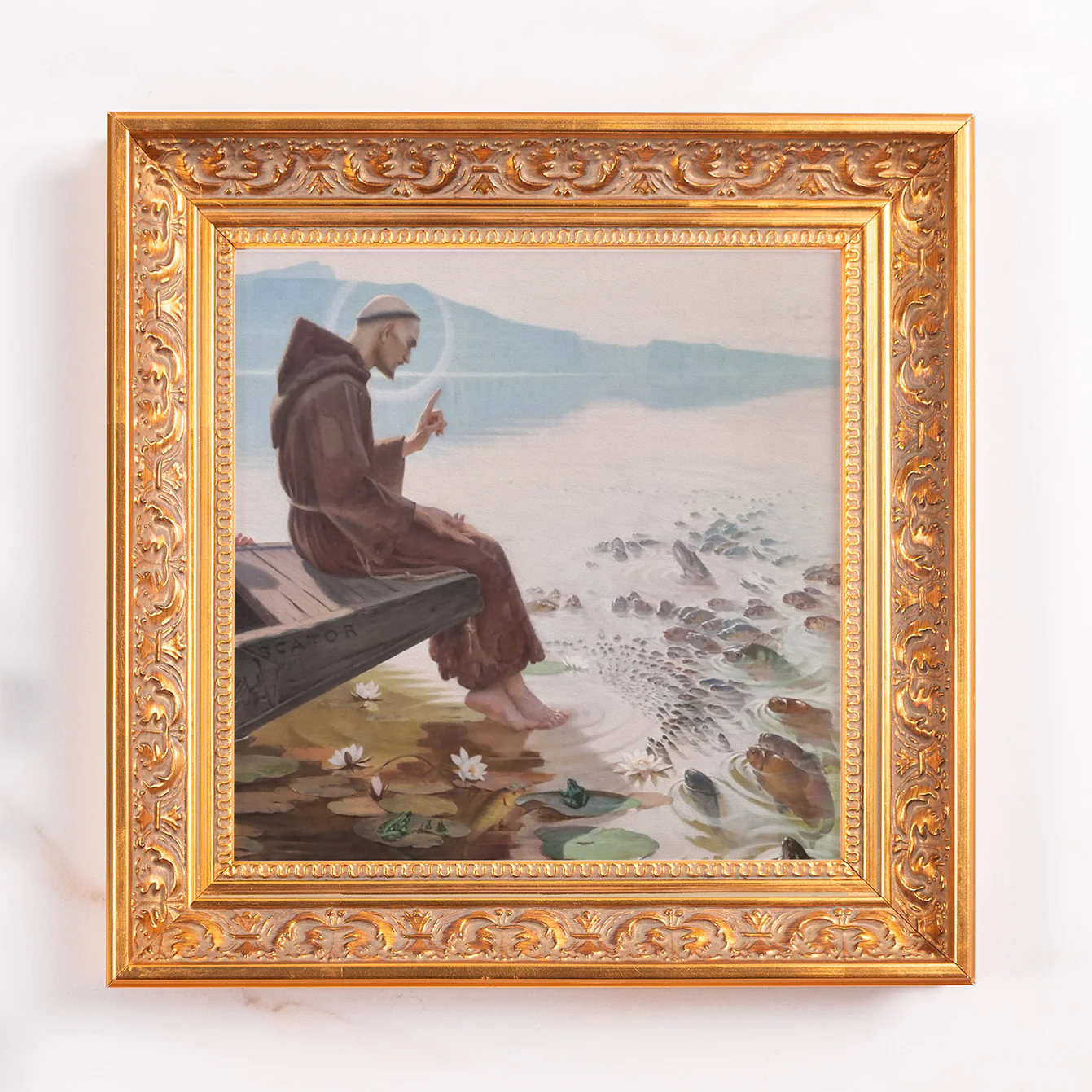 St. Anthony Preaching to the Fish Framed Canvas - Sacred Mini Collection - Image 5