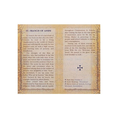 St. Francis of Assisi - Mini Lives of the Saints Folded Prayer Card - Image 2