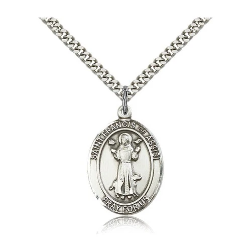 St. Francis of Assisi Pendant with Chain, Bliss, Sterling Silver