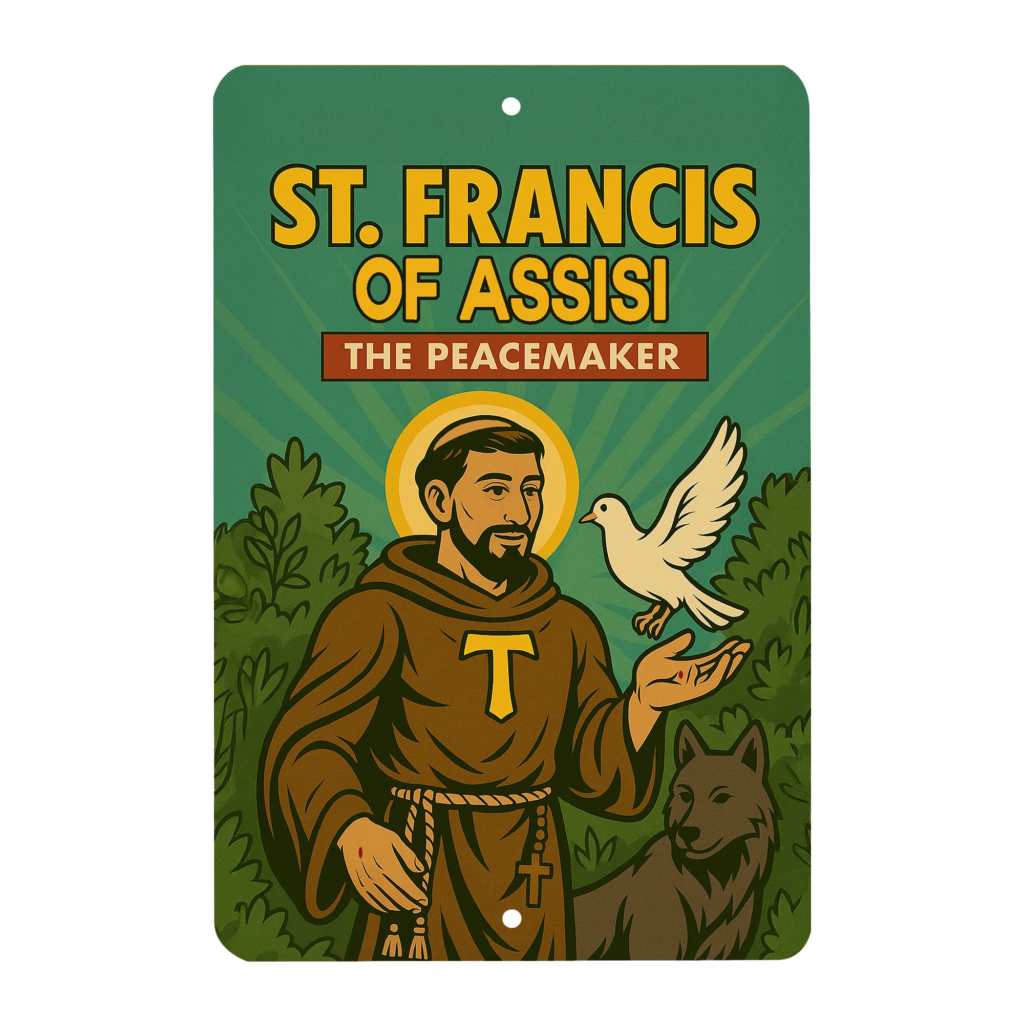 St. Francis of Assisi Superhero Tin Sign - Image 2