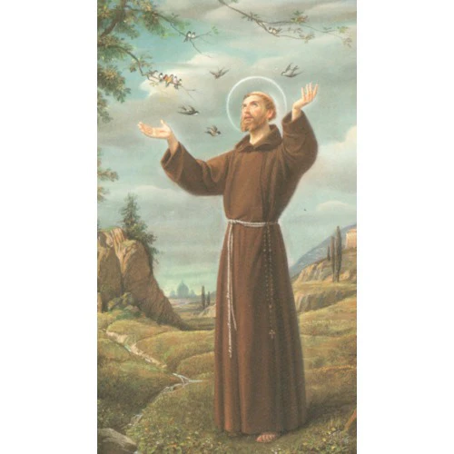 St. Francis of Assisi with Birds Personalized Prayer Cards