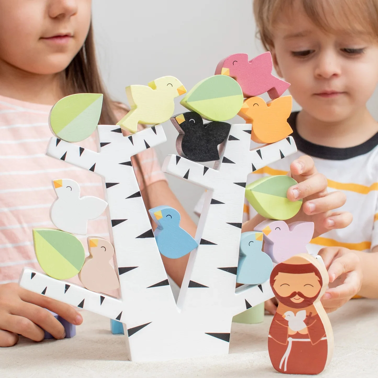 St. Francis Preaches To The Birds Wooden Stacking Toy Game - Image 2