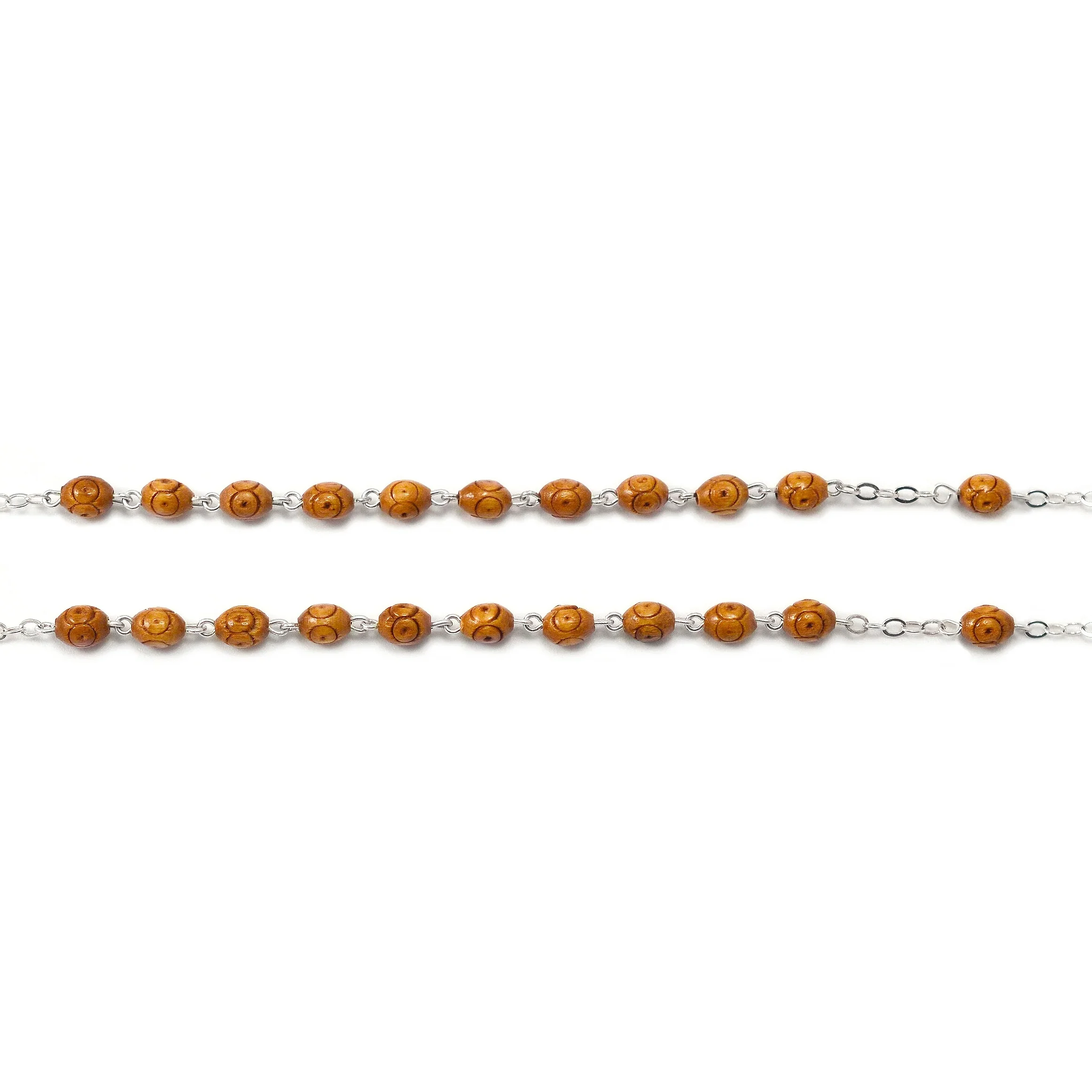 St. Francis & St. Clare Antique Wood & Silver Rosary - Image 3