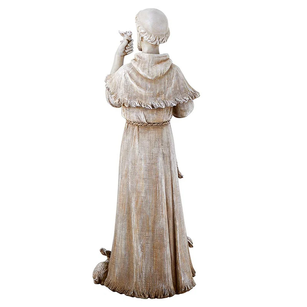 St. Francis with Bird & Rabbits Garden Statue - 24" - Image 4