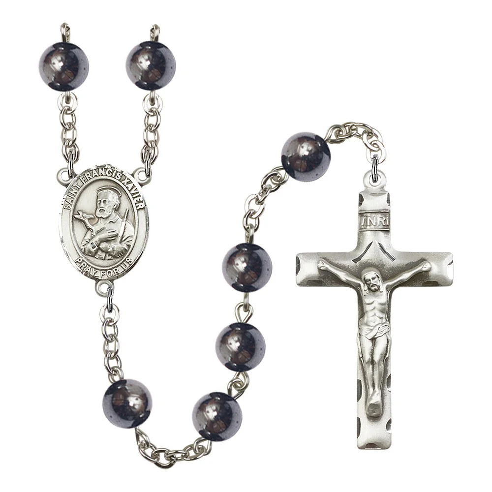 St. Francis Xavier 8mm Hematite Rosary