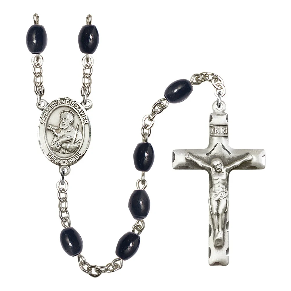St. Francis Xavier 8X6mm Black Onyx Rosary