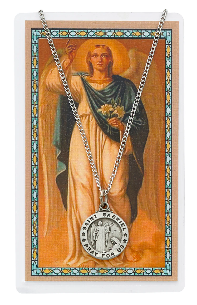 St. Gabriel Patron Saint Prayer Card w/Medal