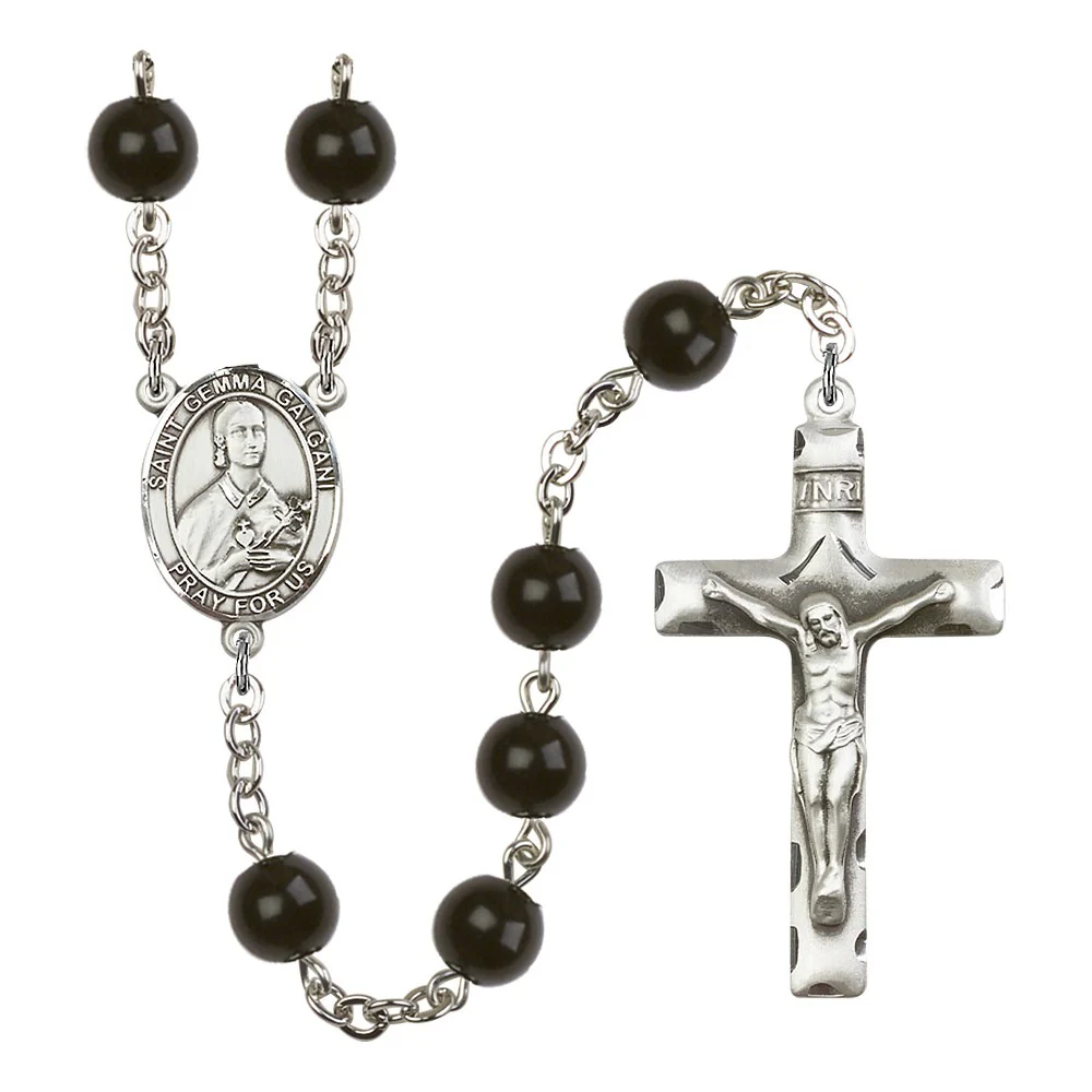 St. Gemma Galgani 7mm Black Onyx Rosary
