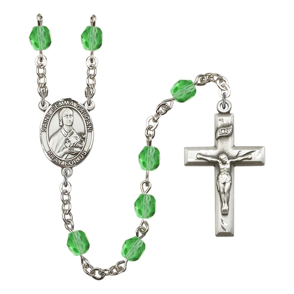 St. Gemma Galgani Green August Rosary 6mm