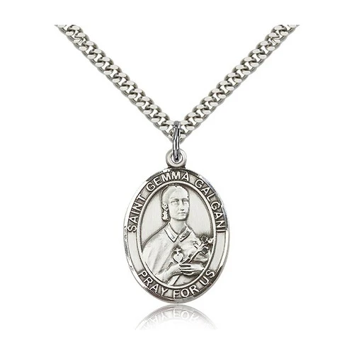 St. Gemma Galgani Pendant with Chain, Bliss, Sterling Silver