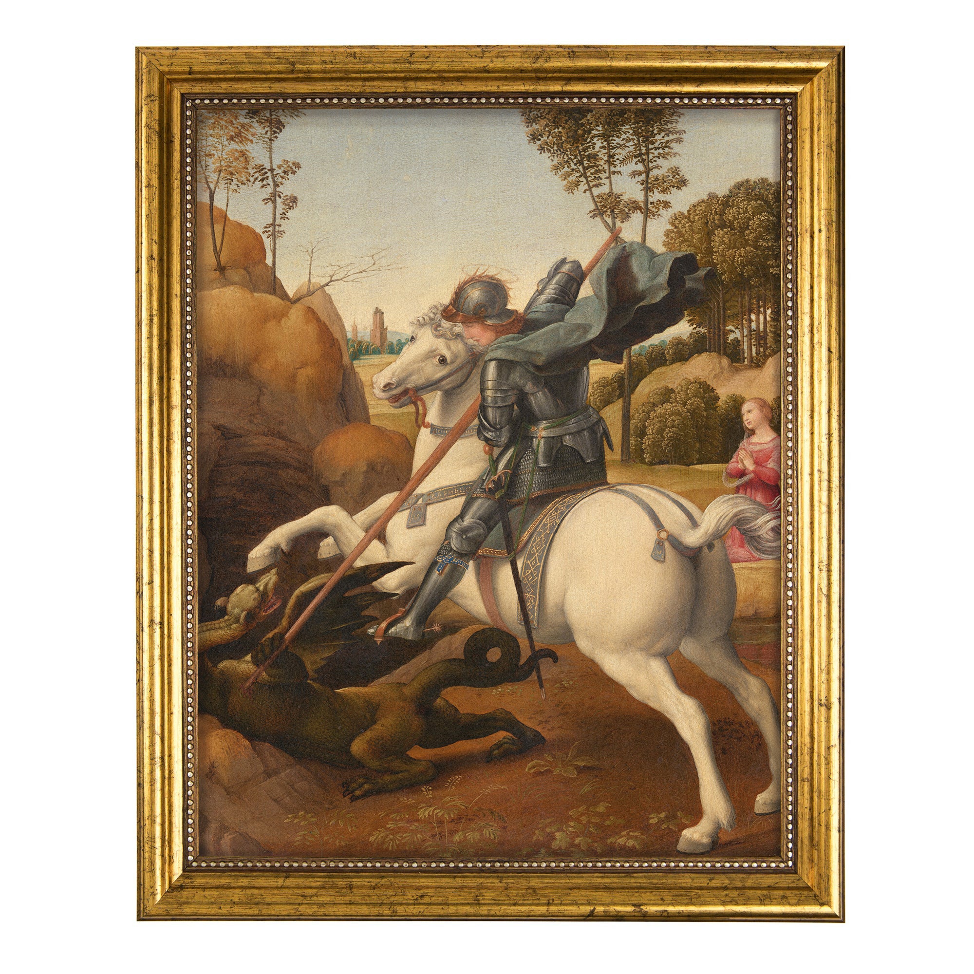 St. George and the Dragon Antique Gold Framed Print - Multiple Sizes - Image 2