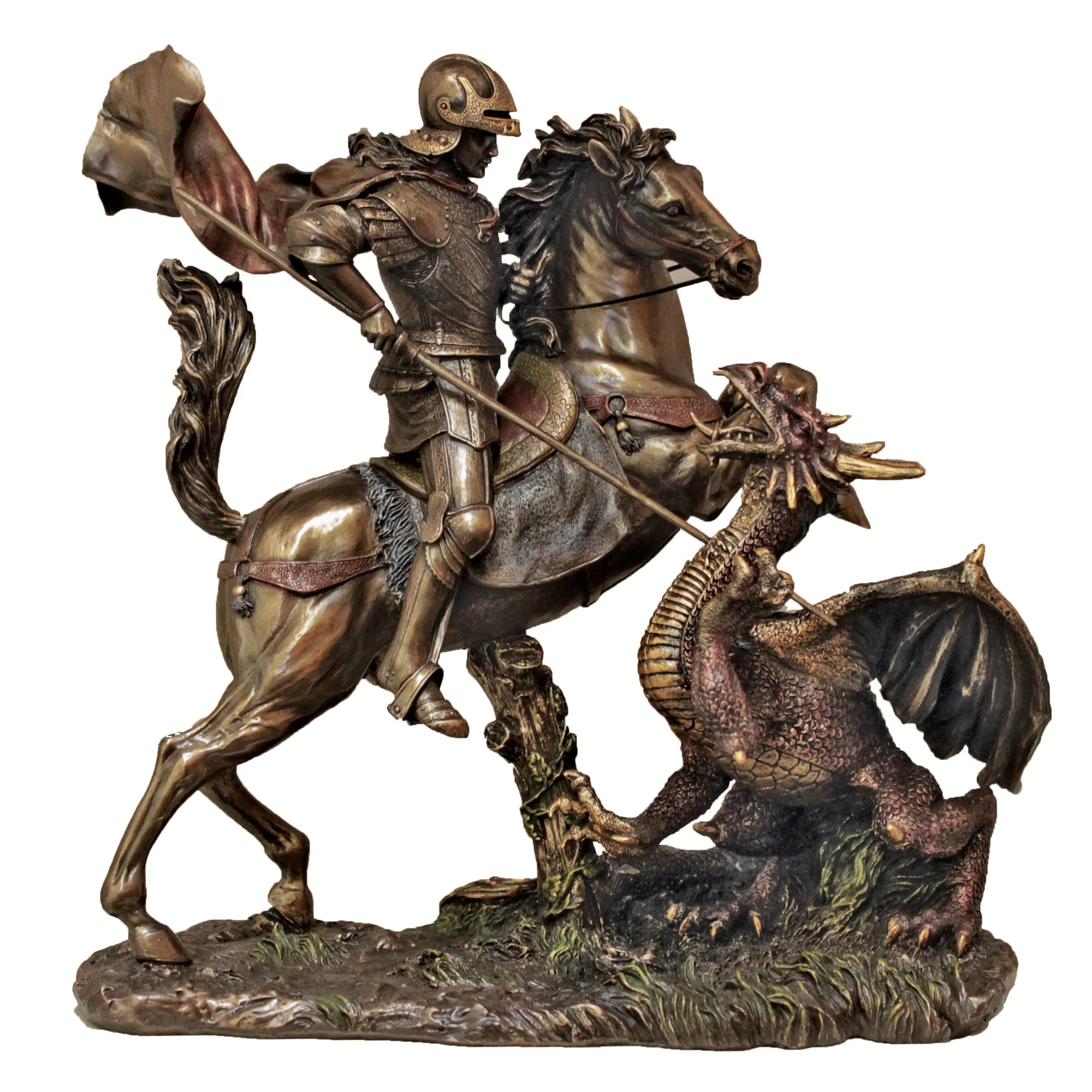 St. George in Battle Bronzed Statue - Image 2
