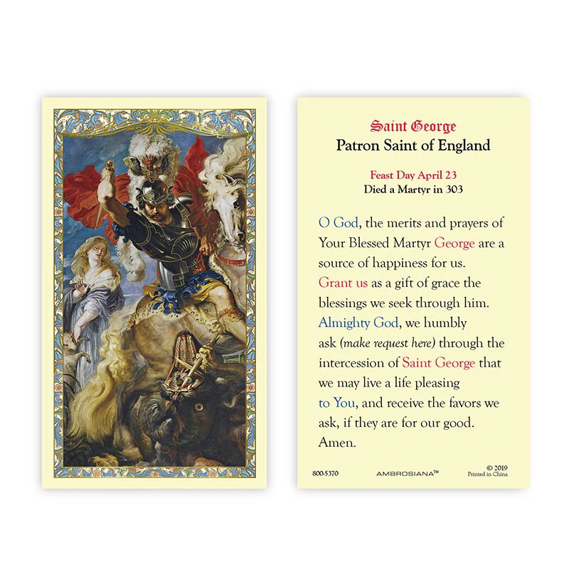 St. George Laminated Prayer Card