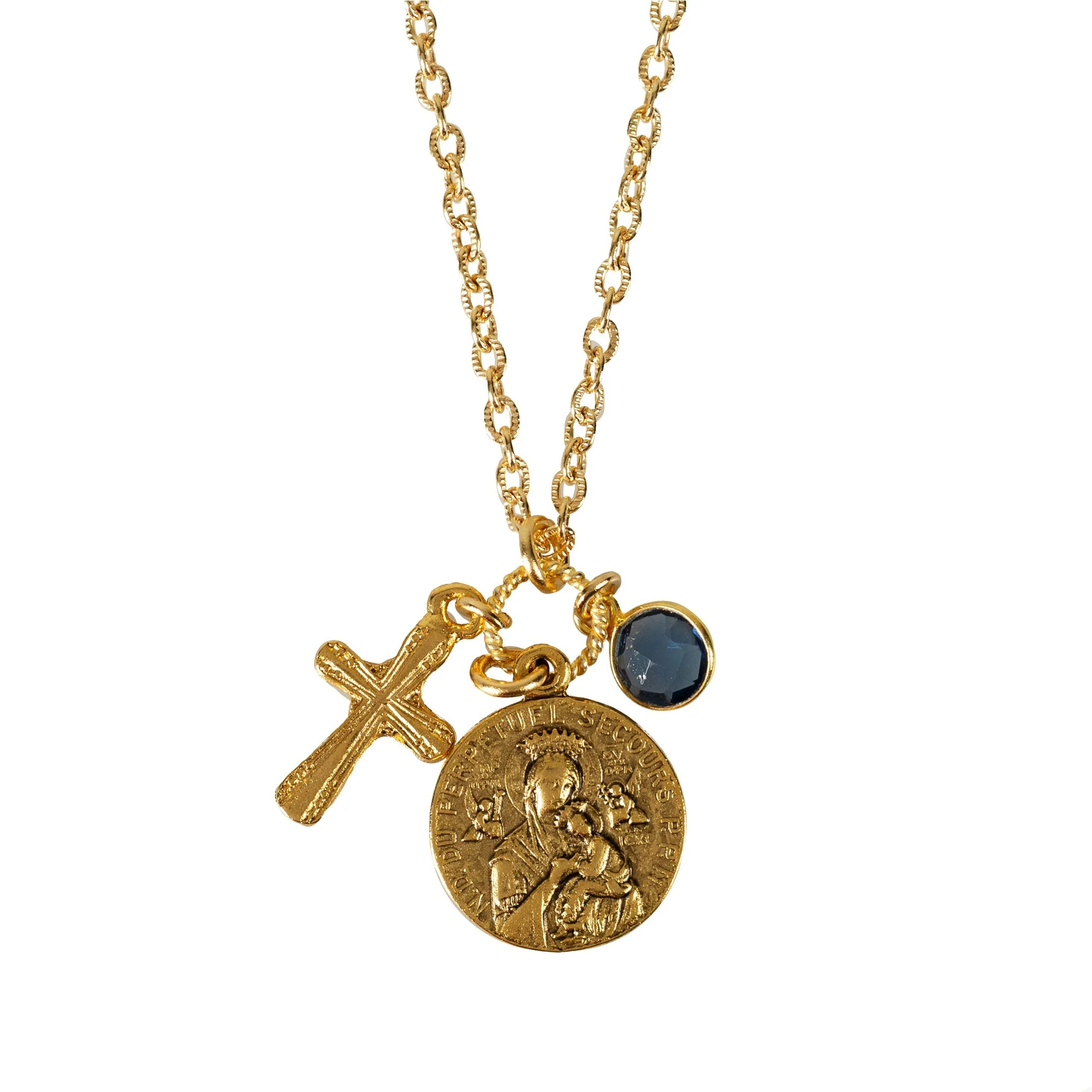 St. Gerard and Mary Cross Necklace with Bauble - Image 2