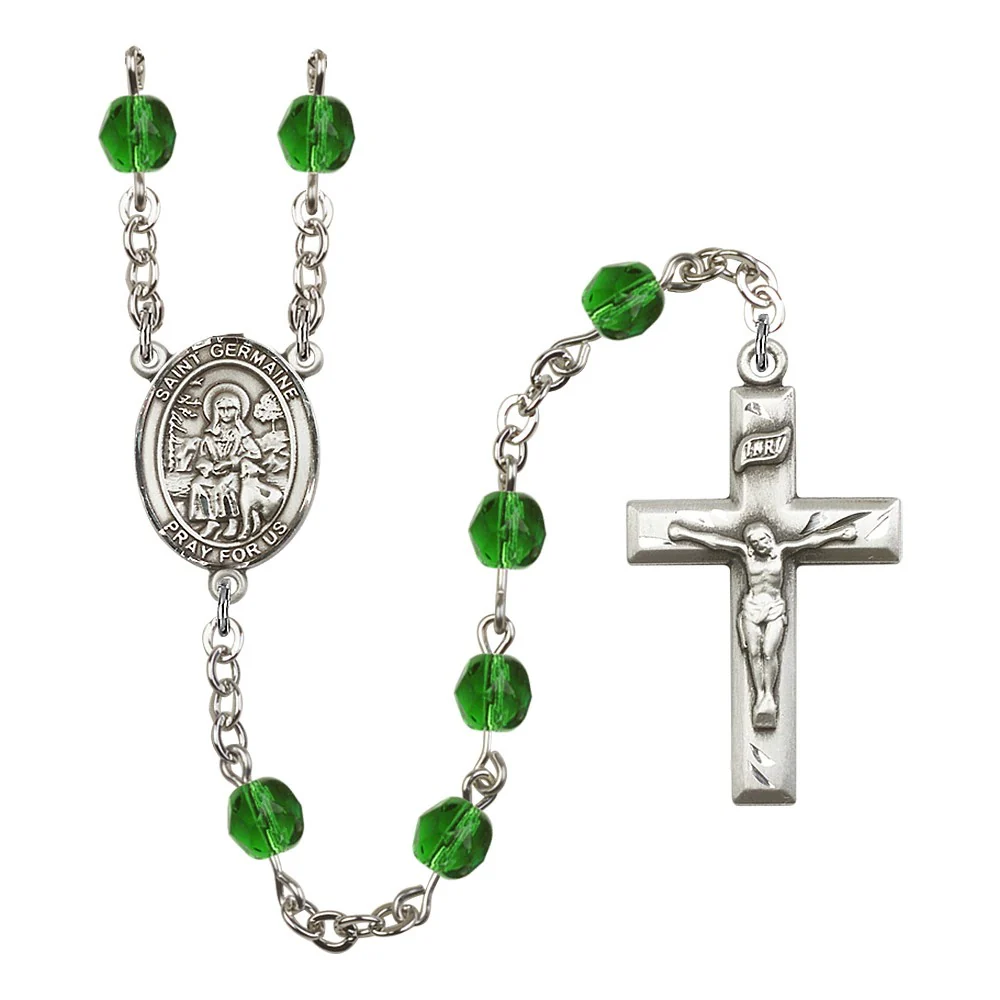 St. Germaine Cousin Green May Rosary 6mm
