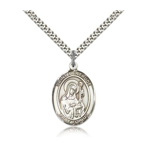 St. Gertrude of Nivelles Pendant with Chain, Bliss, Sterling Silver