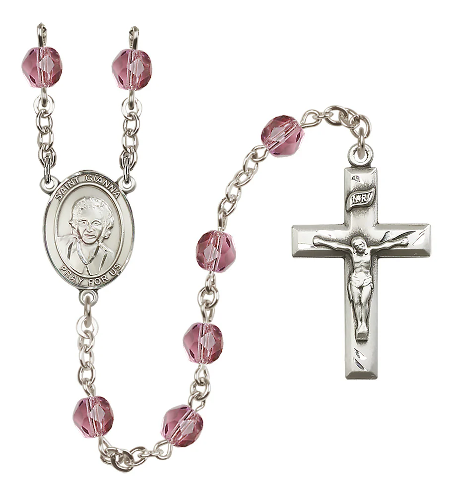 St. Gianna Beretta Molla Crystal Birthstone Rosary - Multiple Birthstones - Image 2