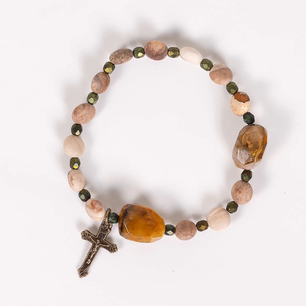 St. Hildegard Honeycomb Rosary Bracelet