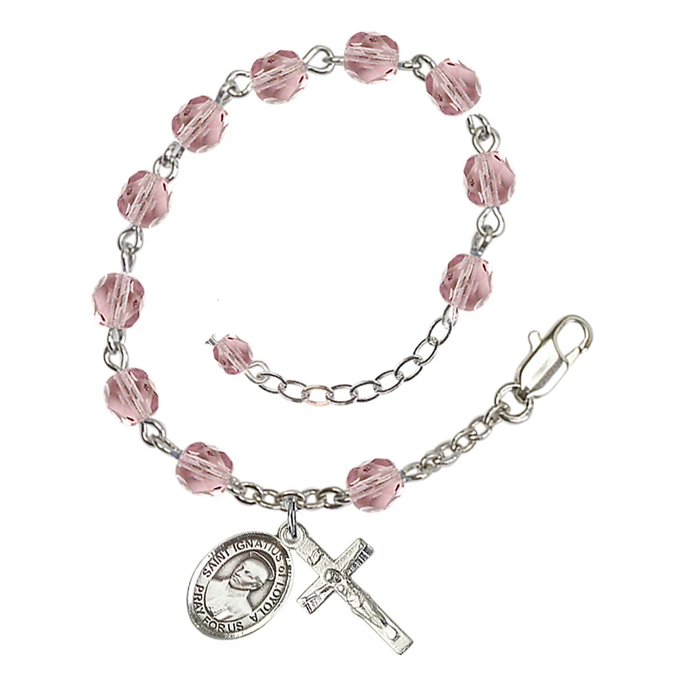 St. Ignatius of Loyola Crystal Birthstone Rosary Bracelet - Multiple Birthstones - Image 4