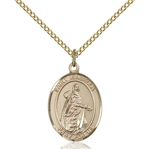 St. Isabella of Portugal Pendant with Chain, Bliss, Gold Filled