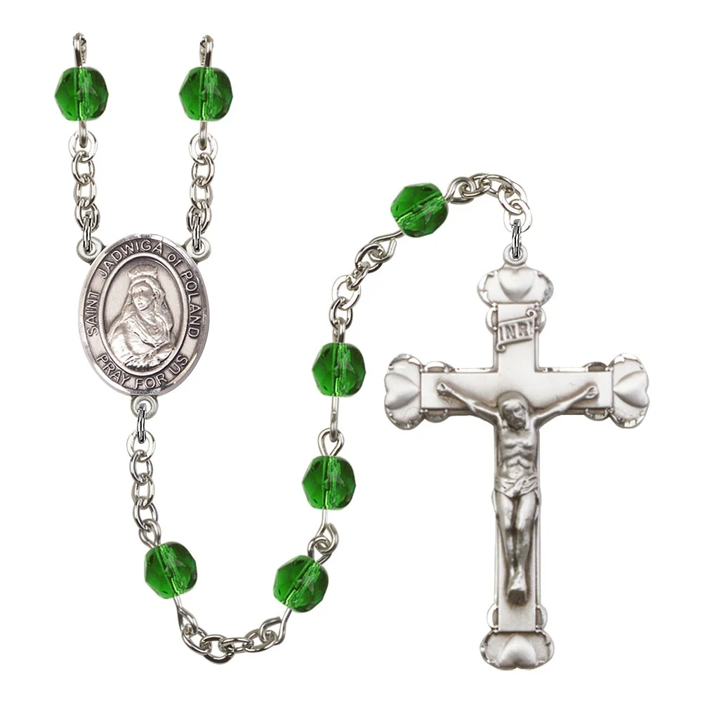 St. Jadwiga Of Poland Green May Rosary 6mm