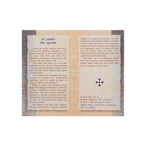 St. James (Apostle) - Mini Lives of the Saints Folded Prayer Card - Image 2