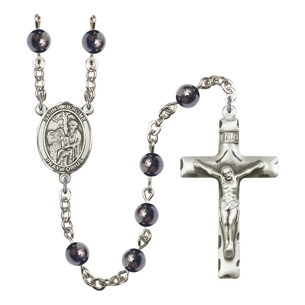 St. Jerome 6mm Hematite Rosary