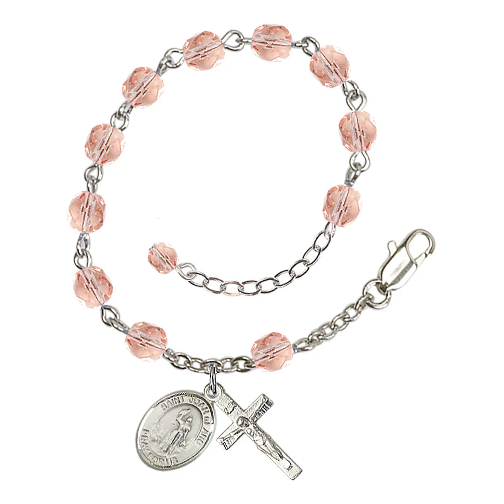 St. Joan of Arc Crystal Birthstone Rosary Bracelet - Multiple Birthstones - Image 3