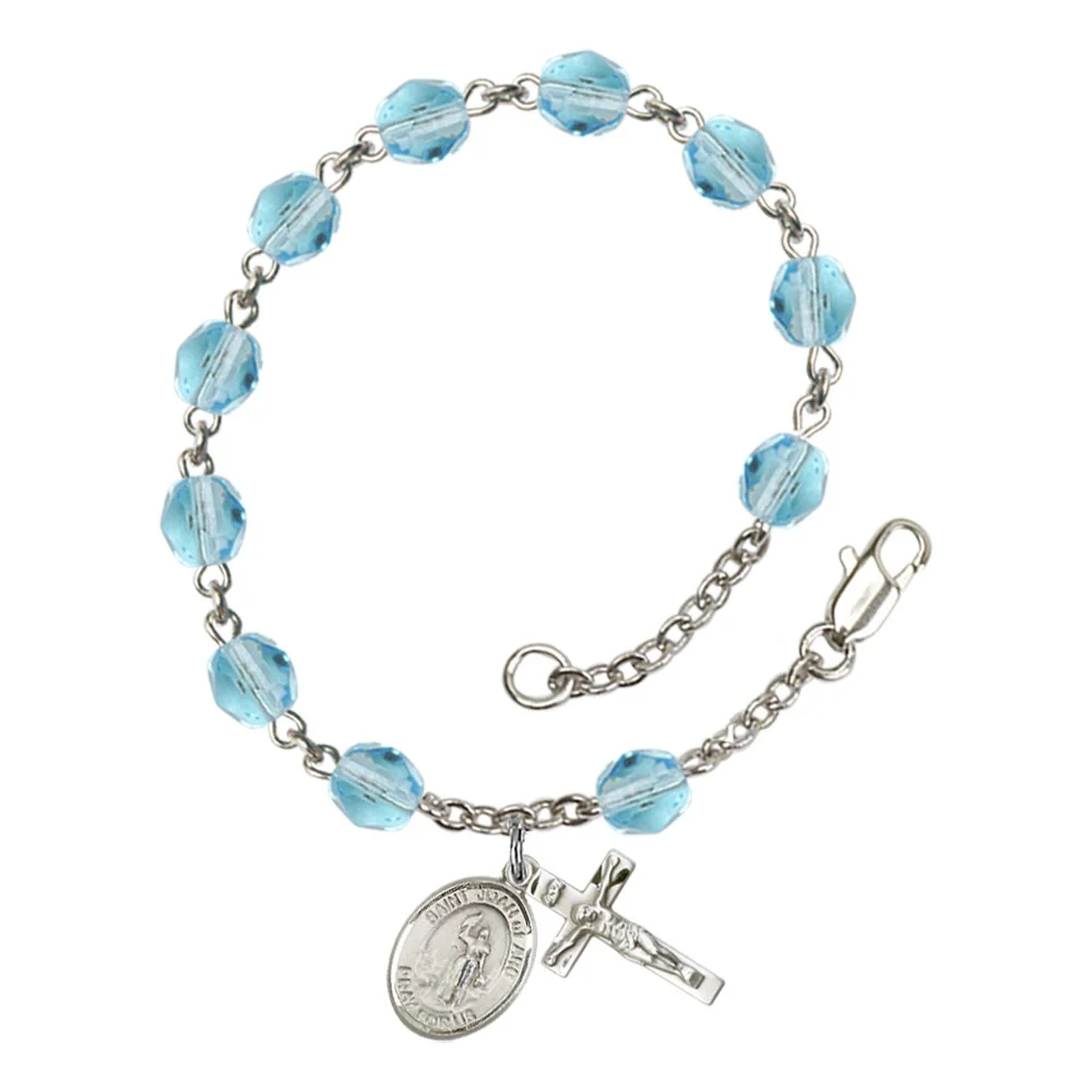 St. Joan of Arc Crystal Birthstone Rosary Bracelet - Multiple Birthstones - Image 5