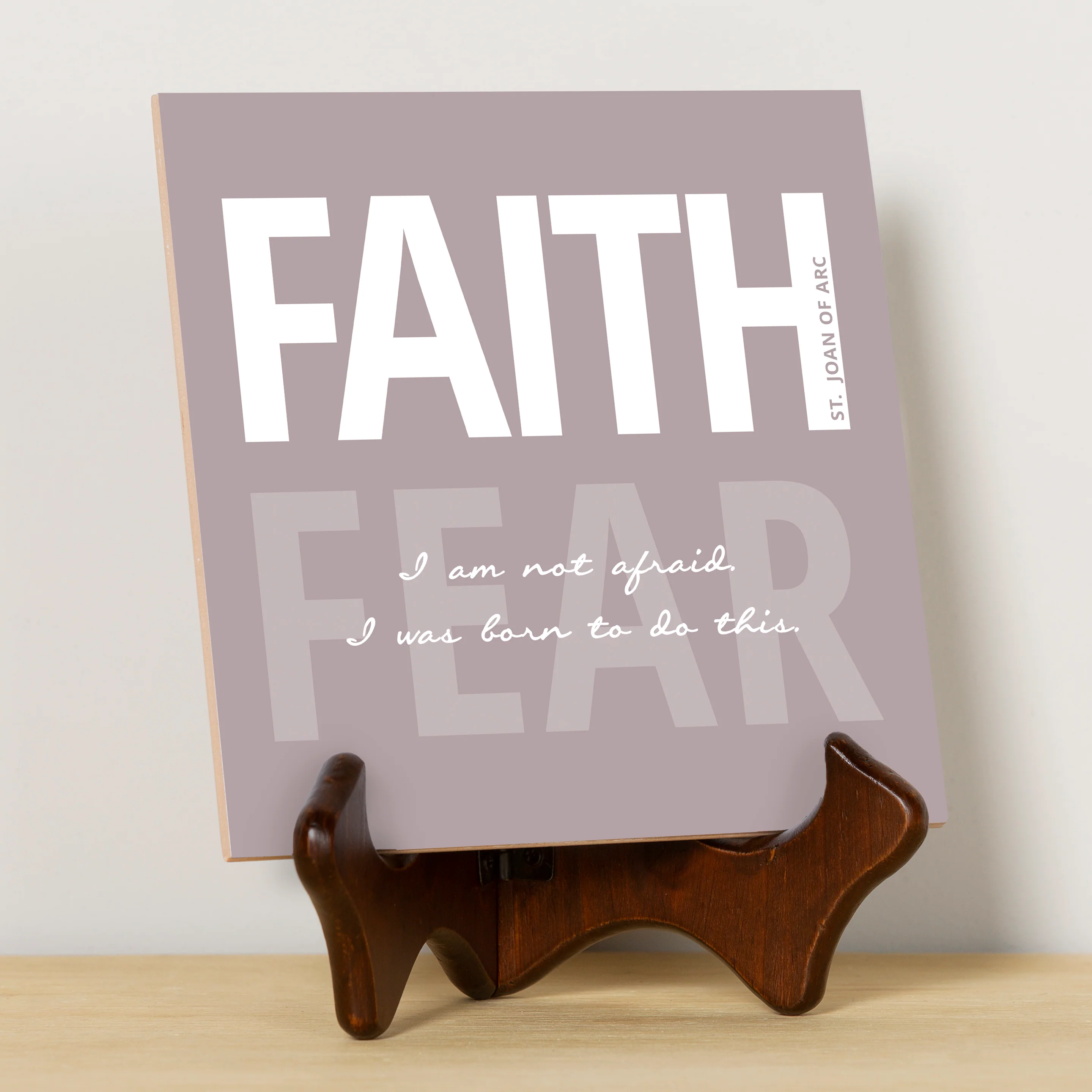 St. Joan of Arc Faith Over Fear Tile - Image 2