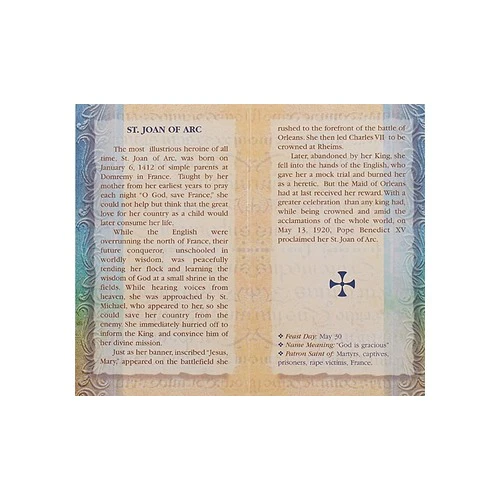 St. Joan of Arc - Mini Lives of the Saints Folded Prayer Card