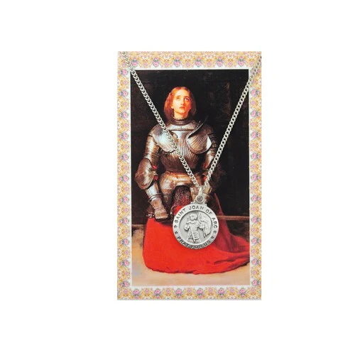 St. Joan of Arc Patron Saint Prayer Card with Medal