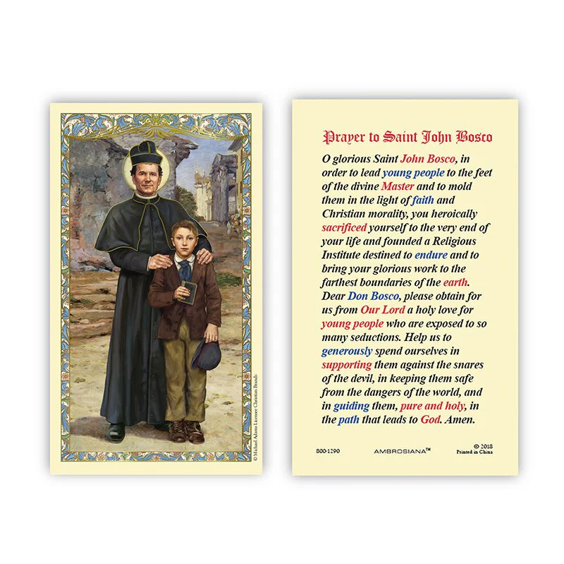 St. John Bosco Laminated Prayer Card