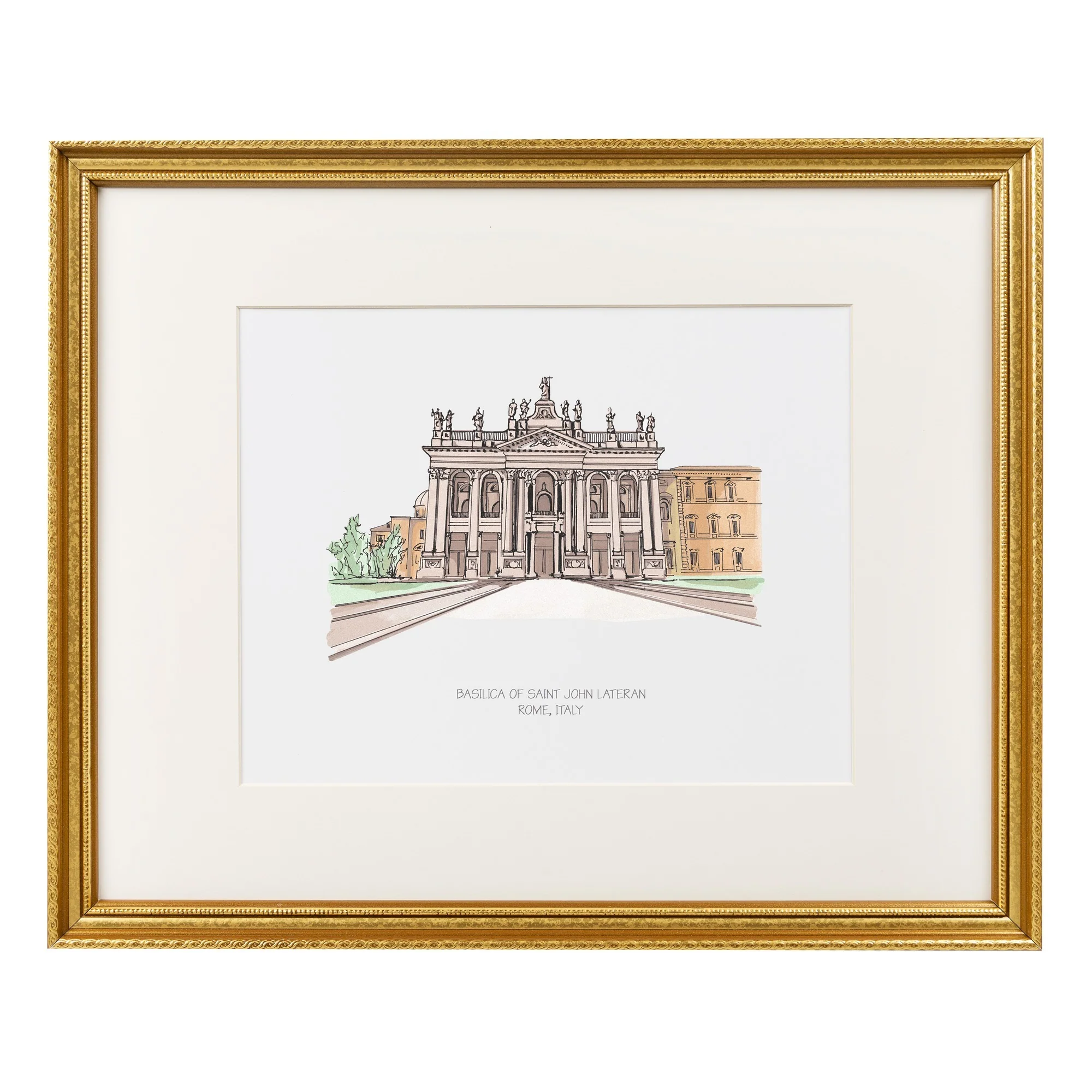 St. John Lateran Ink & Watercolor Large Framed Prints - Image 2