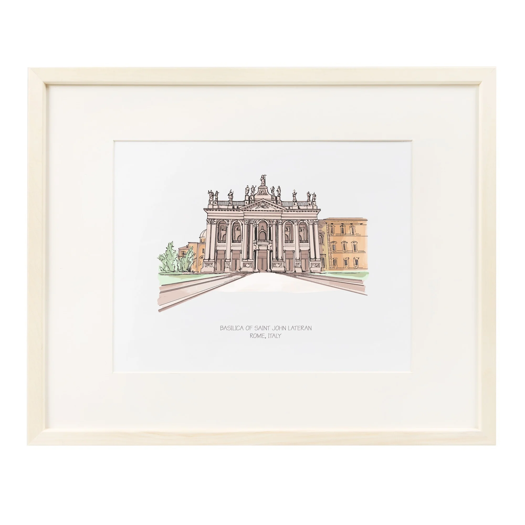 St. John Lateran Ink & Watercolor Large Framed Prints - Image 5