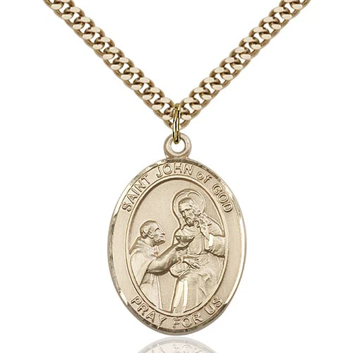 St. John of God Pendant with Chain, Bliss, Gold Filled