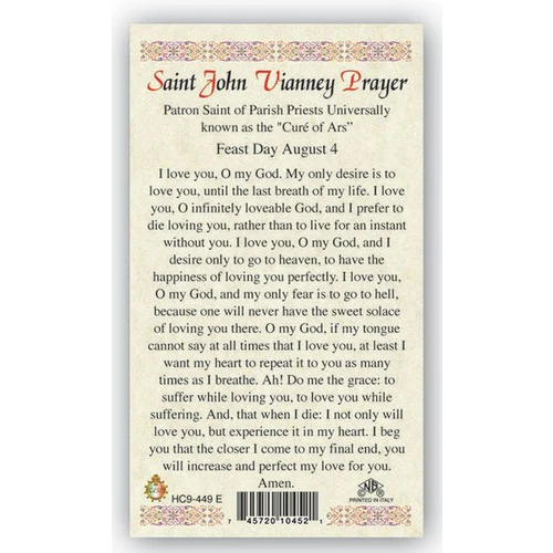 St. John Vianney Laminated Prayer Card - Image 2