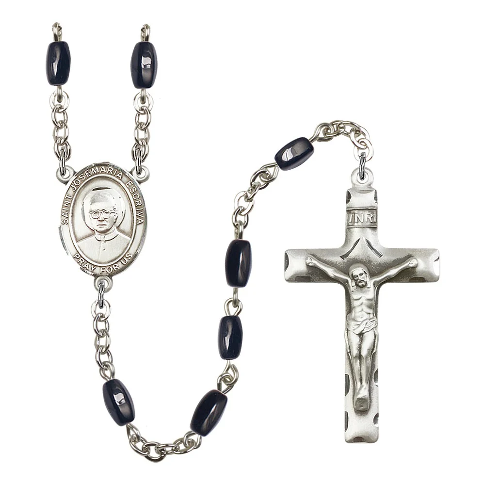 St. Josemaria Escriva 8X5mm Black Onyx Rosary