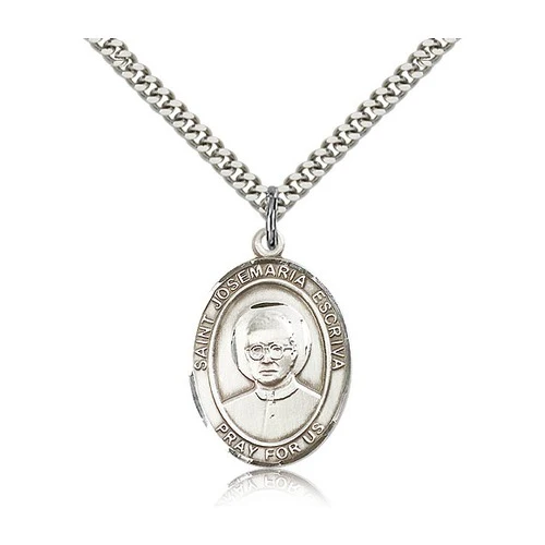 St. Josemaria Escriva Pendant with Chain, Bliss, Sterling Silver