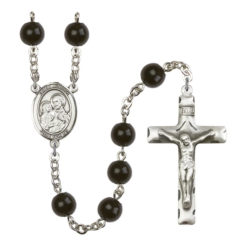 St. Joseph 7mm Black Onyx Rosary