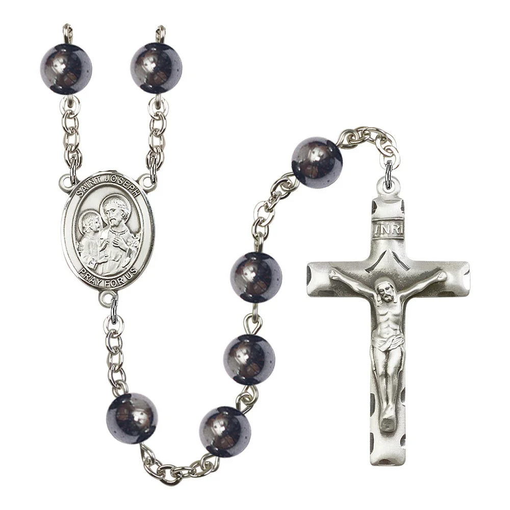 St. Joseph 8mm Hematite Rosary