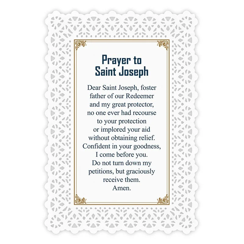 St. Joseph and Child Lace Holy Card - Image 2