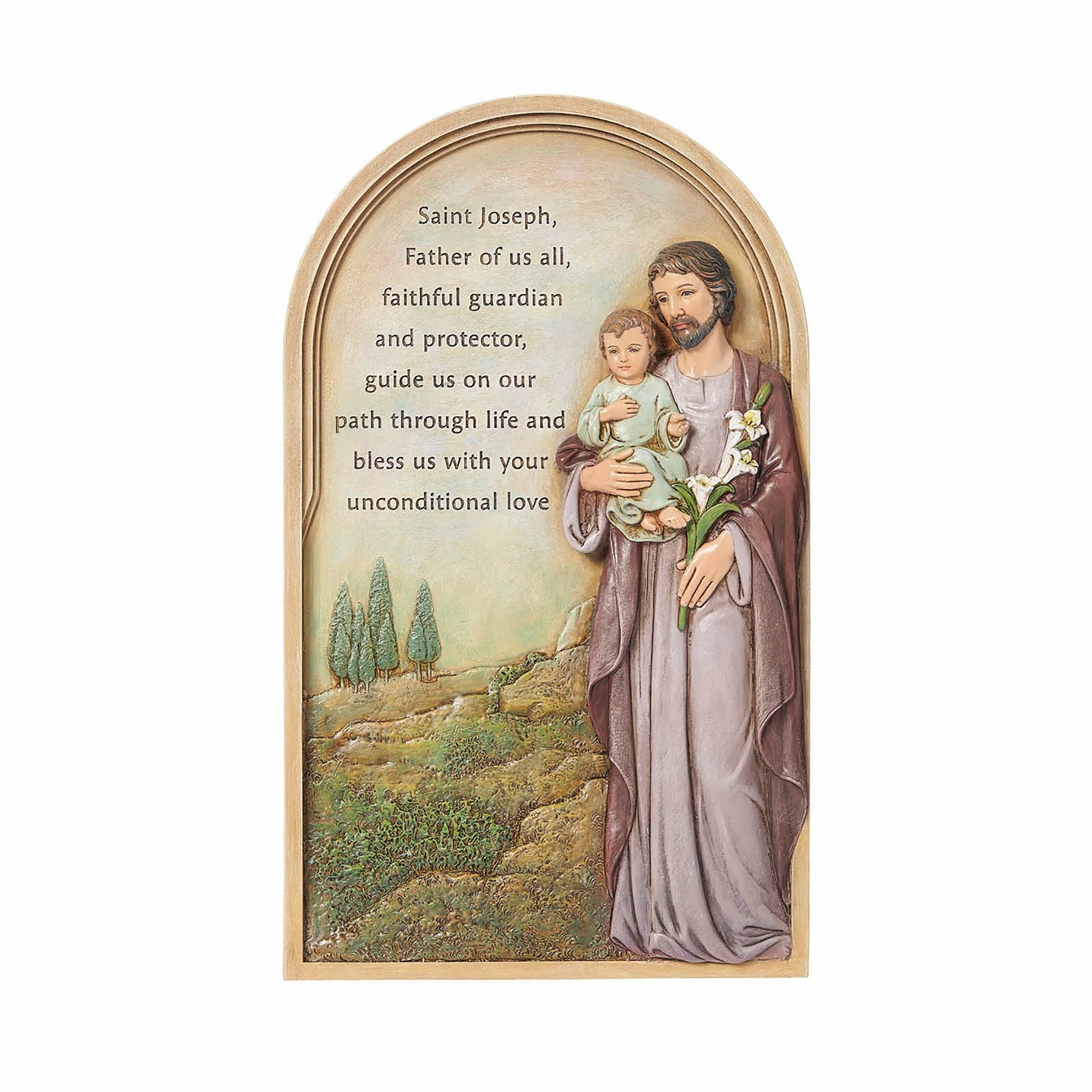 St. Joseph & Child Arched Wall Plaque - 9.25"