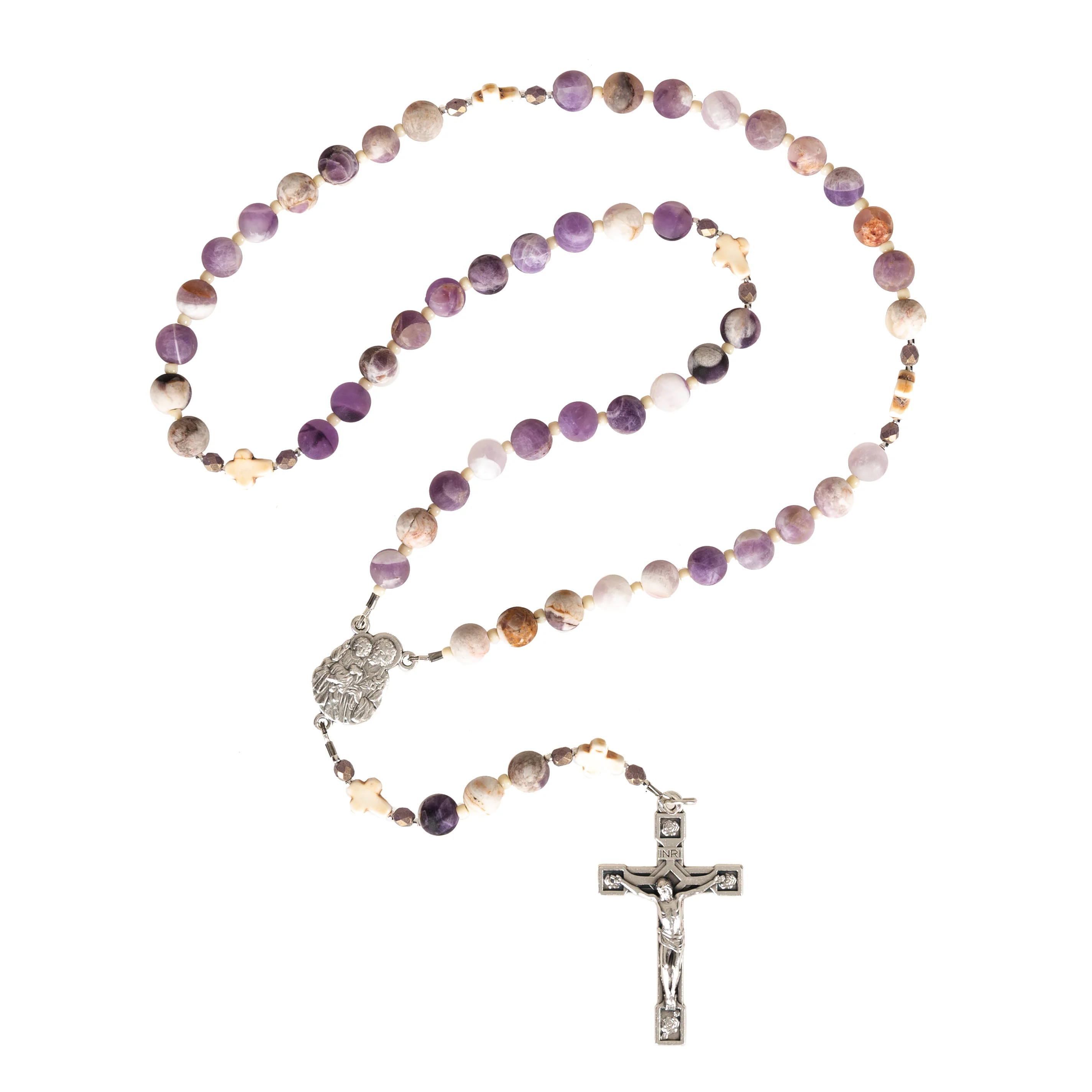 St Joseph Head of the Holy Family Natural Amethyst Rosary - Image 4