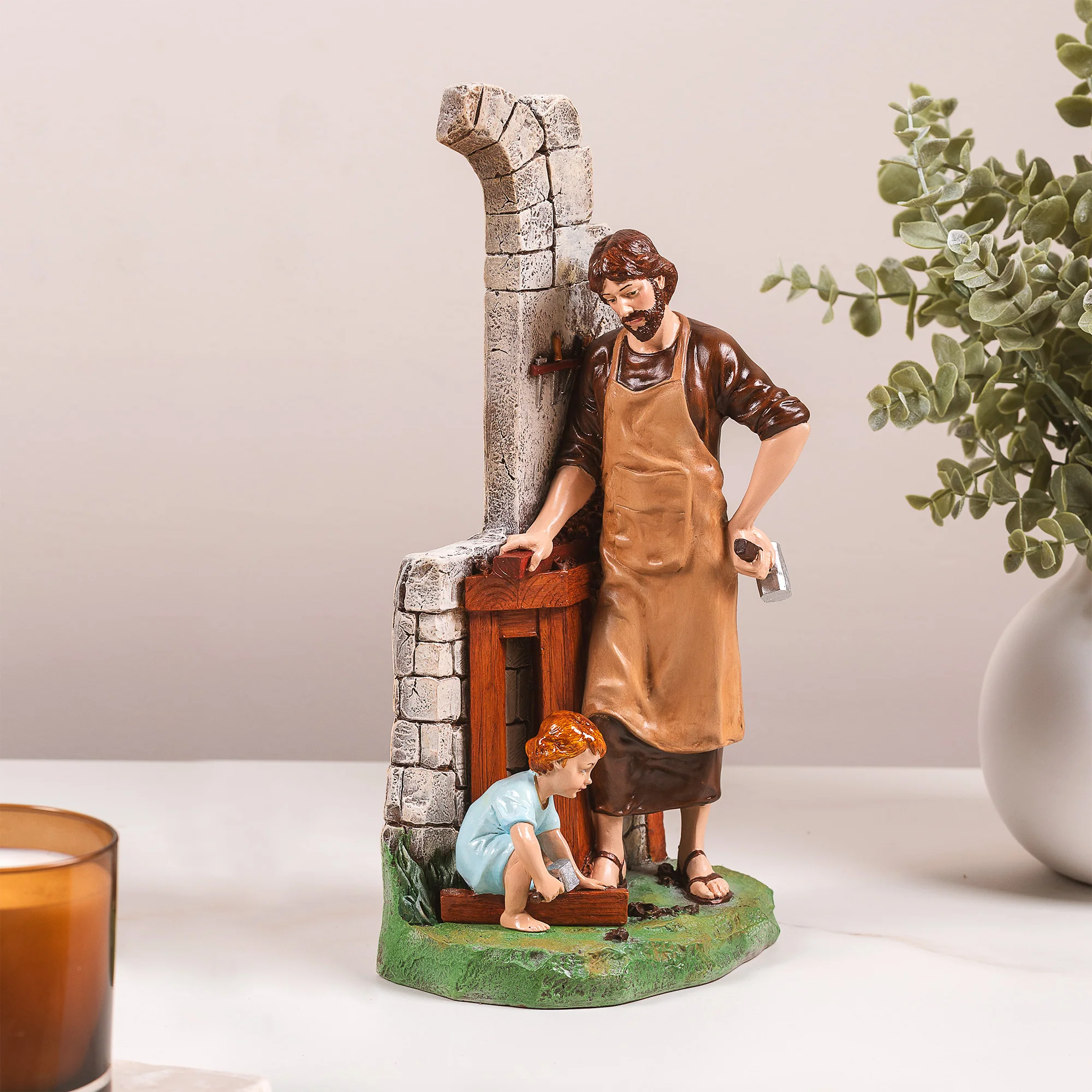 St. Joseph & Jesus in the Workshop Statue - 12" - Image 2