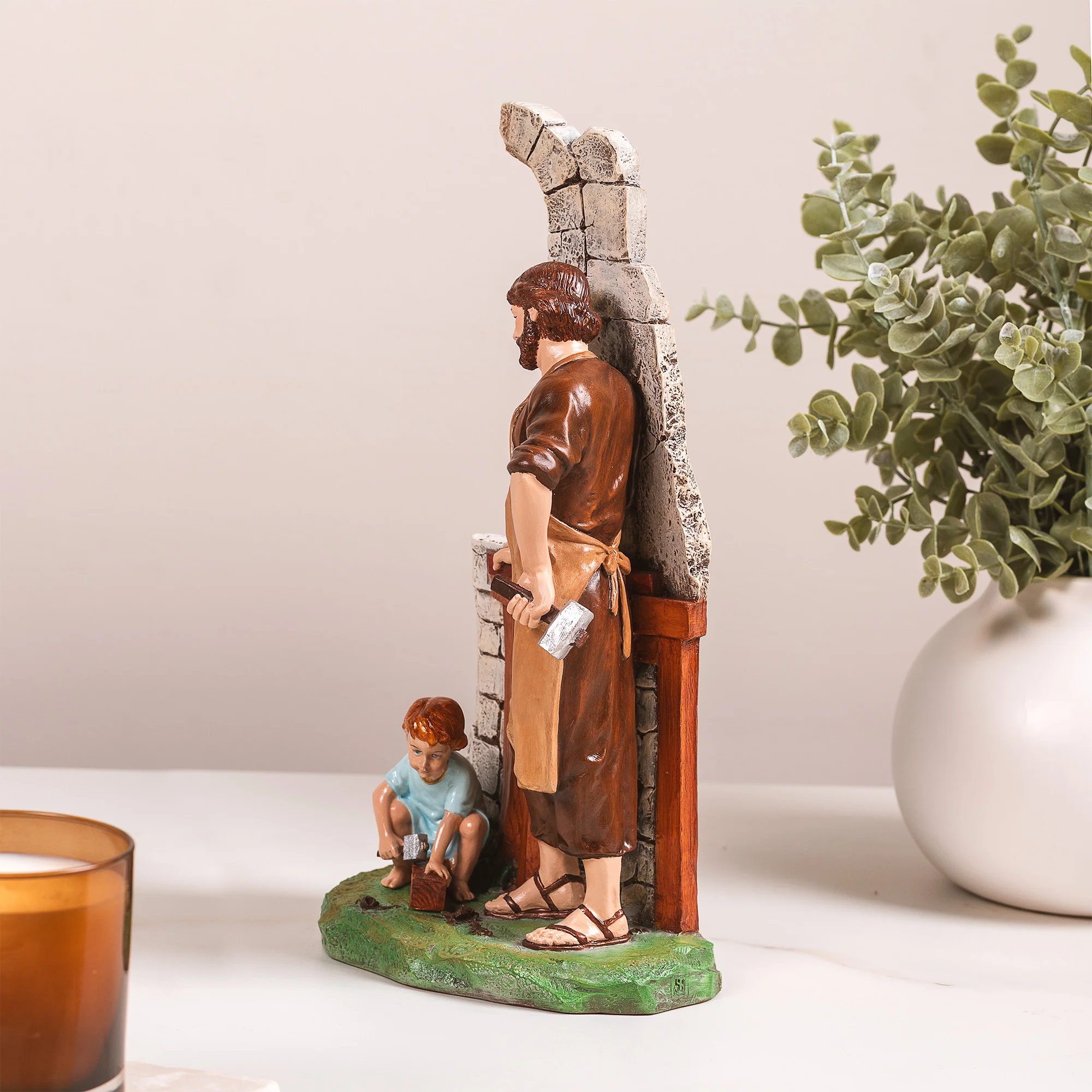St. Joseph & Jesus in the Workshop Statue - 12" - Image 3
