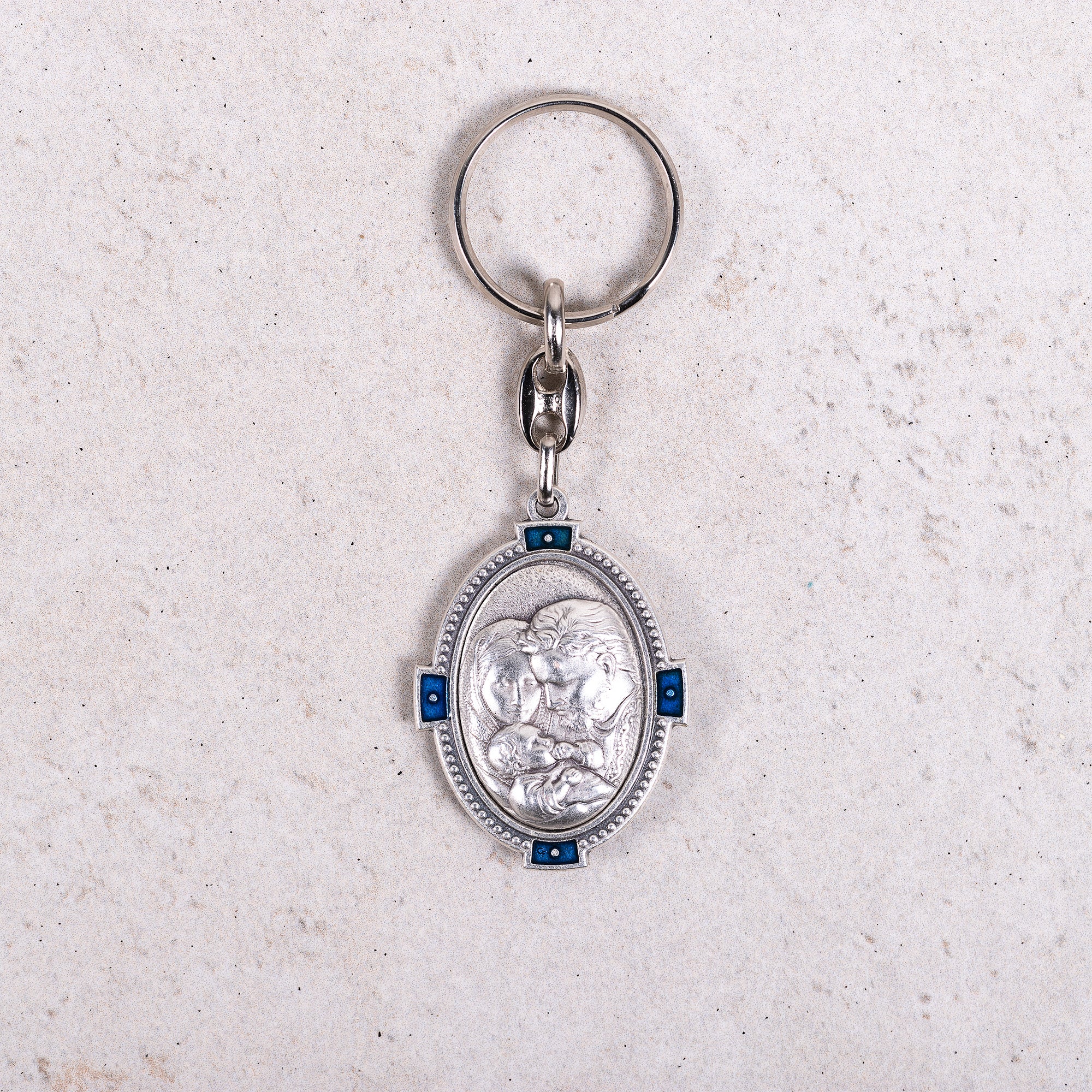 St. Joseph Key Ring w/Blue Accents, cm. 4.2 (1.65") - Image 4