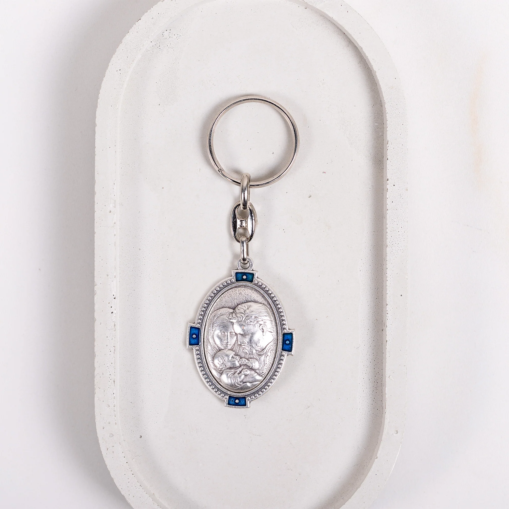 St. Joseph Key Ring w/Blue Accents, cm. 4.2 (1.65") - Image 6